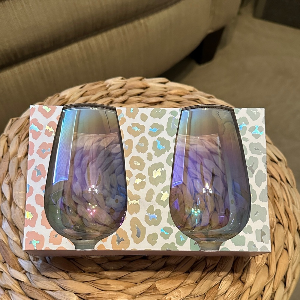 Dwell Studios iridescent stemless wine glasses